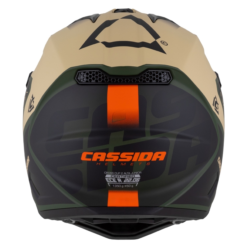 Cassida Cross Cup 2 Napa gyerek motokrossz bukósisak matt homokos-zöld-narancssárga-fekete