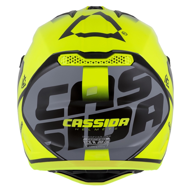 Cassida Cross Cup 2 Napa gyerek motokrossz bukósisak fluo sárga-fekete-gyöngyház szürke