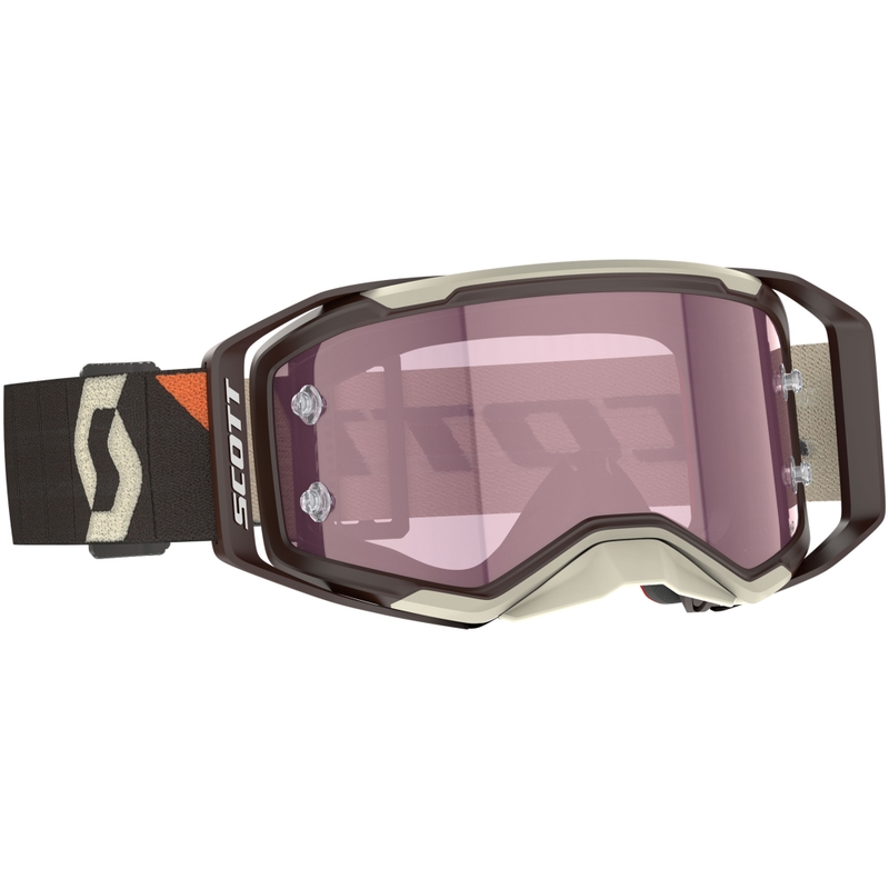 SCOTT Prospect 2.0 AMP motocross szemüveg sötétbarna-bézs, rózsaszín plexivel