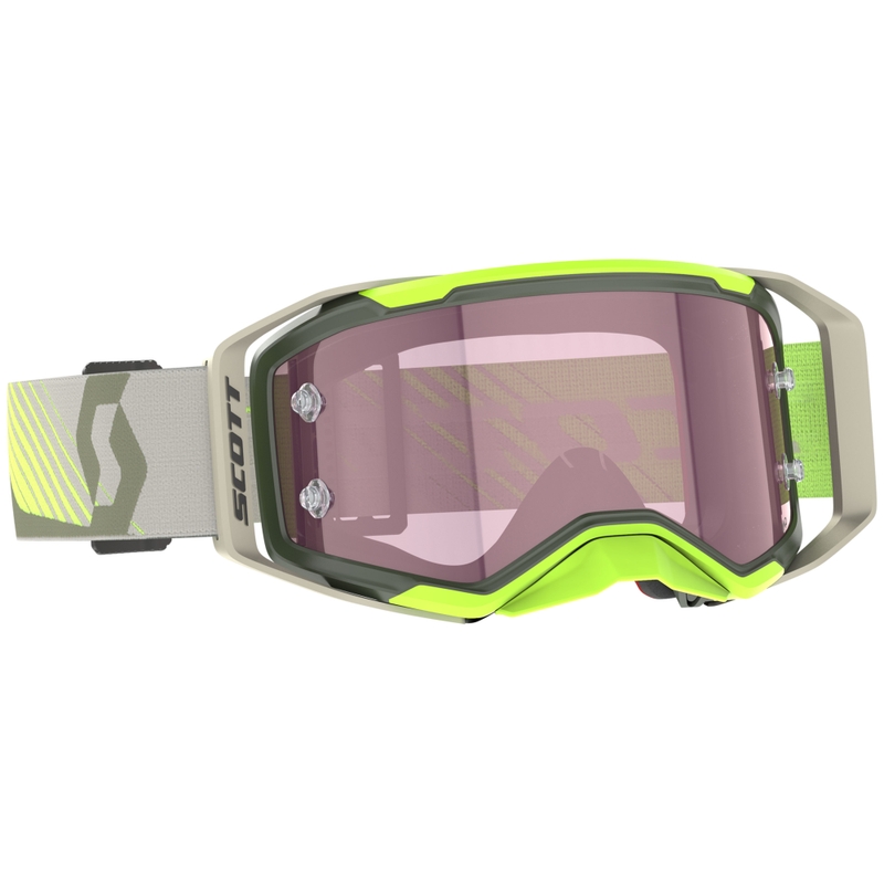 SCOTT Prospect 2.0 AMP motocross szemüveg khaki-fluo sárga, rózsaszín plexivel