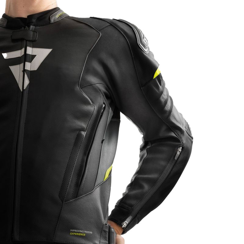Rebelhorn Veloce motoros bőrkabát fekete-szürke-fluo sárga
