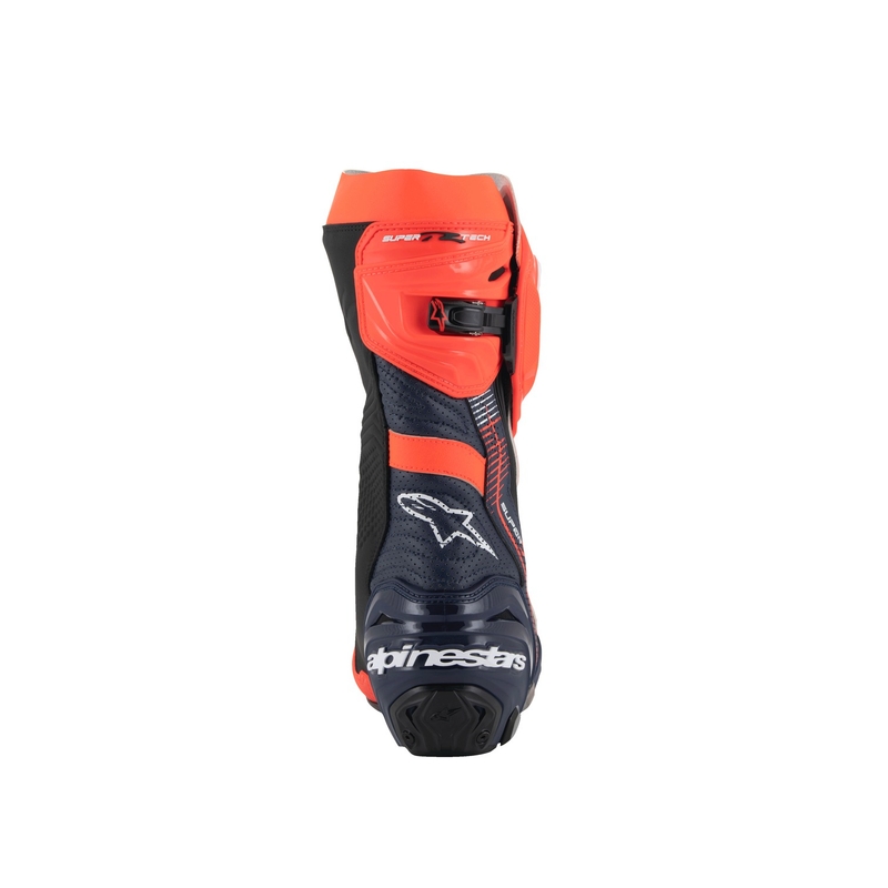 Alpinestars Supertech R Vented limitált kiadású MM93 Marc Marquez motoros csizma fluo piros-kék-fekete