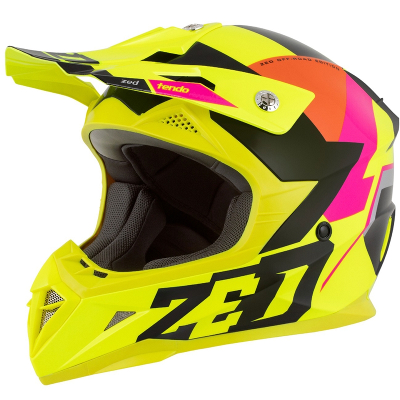 ZED X1.9 Tendo motocross sisak fluo sárga-rózsaszín-narancssárga-fekete