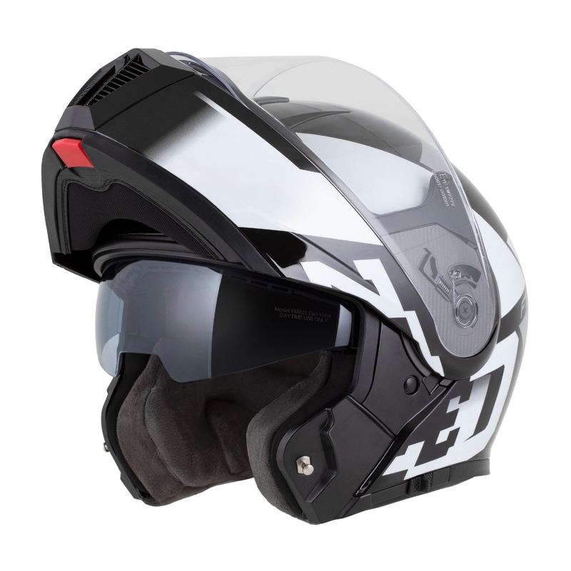ZED F19 felnyitható motoros sisak fekete-fehér-szürke