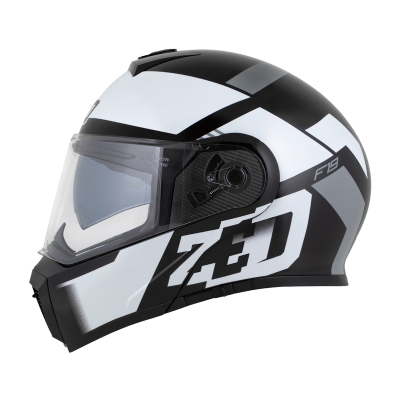 ZED F19 felnyitható motoros sisak fekete-fehér-szürke