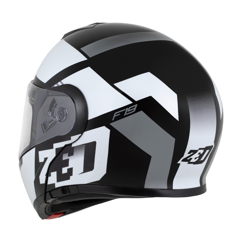 ZED F19 felnyitható motoros sisak fekete-fehér-szürke