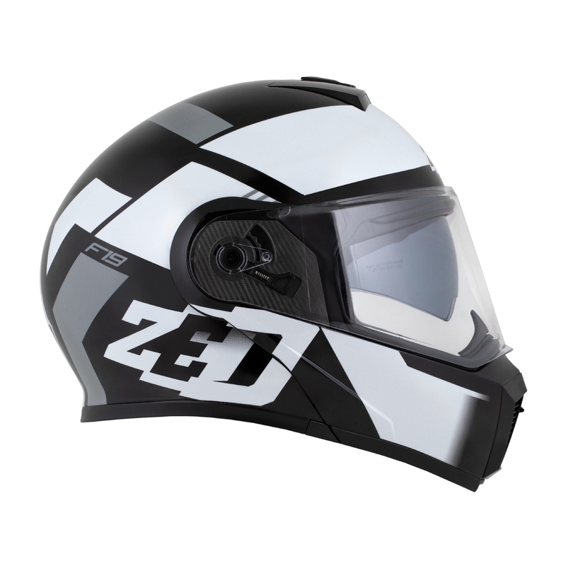 ZED F19 felnyitható motoros sisak fekete-fehér-szürke