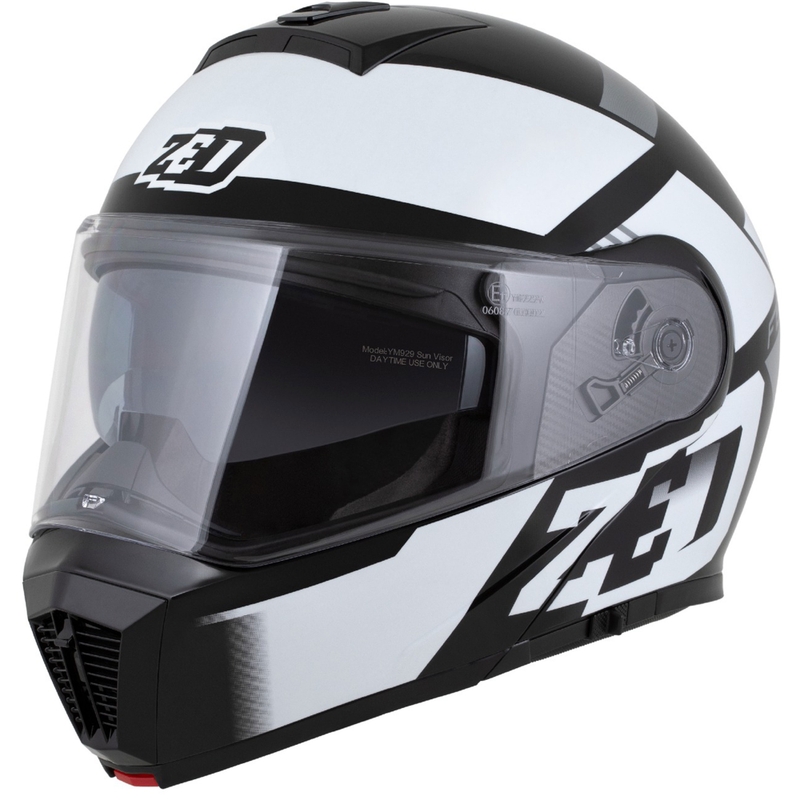ZED F19 felnyitható motoros sisak fekete-fehér-szürke