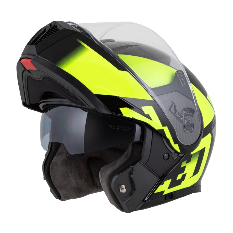 ZED F19 felnyitható motoros sisak fekete-fluo sárga