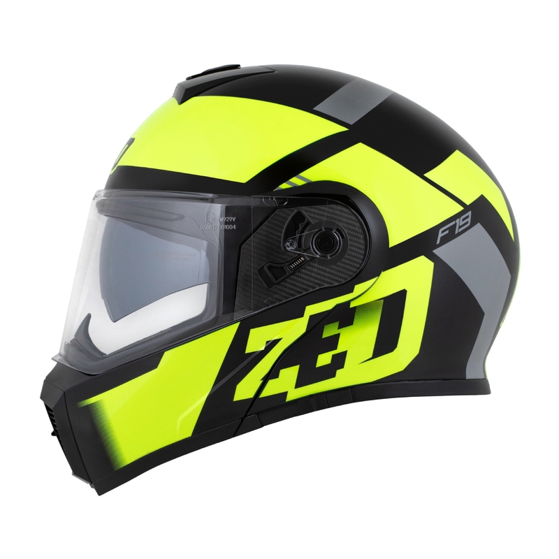 ZED F19 felnyitható motoros sisak fekete-fluo sárga