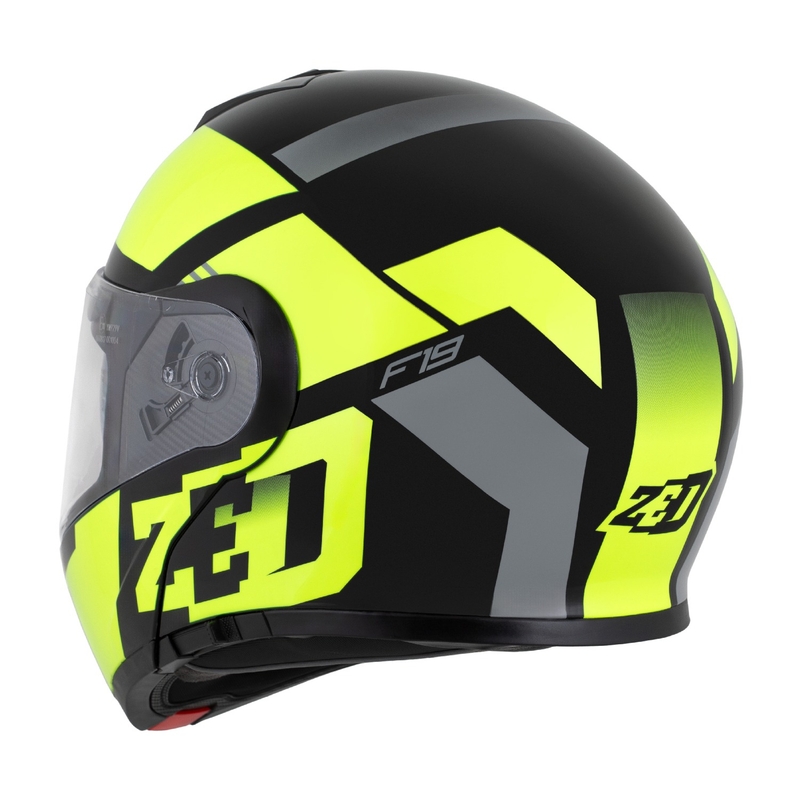 ZED F19 felnyitható motoros sisak fekete-fluo sárga