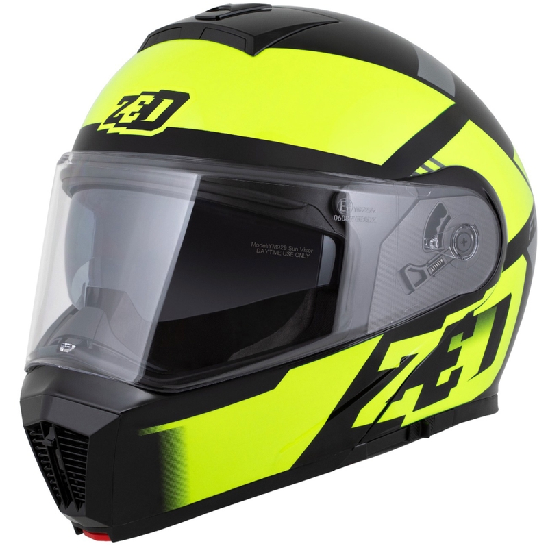 ZED F19 felnyitható motoros sisak fekete-fluo sárga