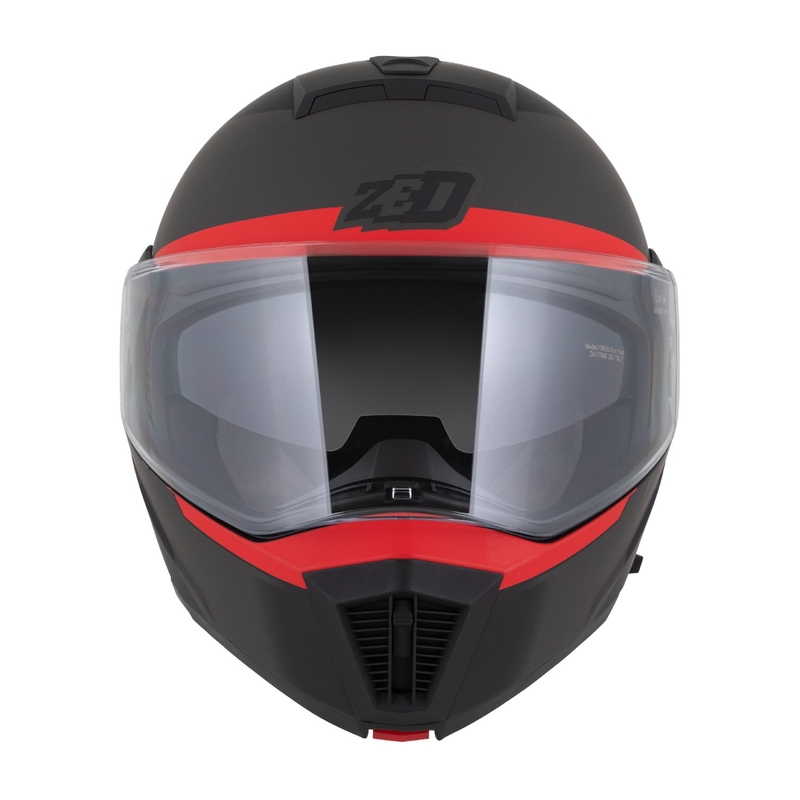 ZED F19 felnyitható motoros sisak matt fekete-fluo piros-szürke