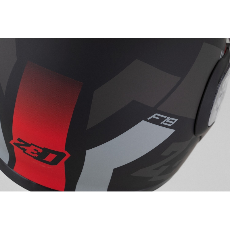 ZED F19 felnyitható motoros sisak matt fekete-fluo piros-szürke