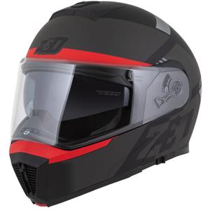 ZED F19 felnyitható motoros sisak matt fekete-fluo piros-szürke