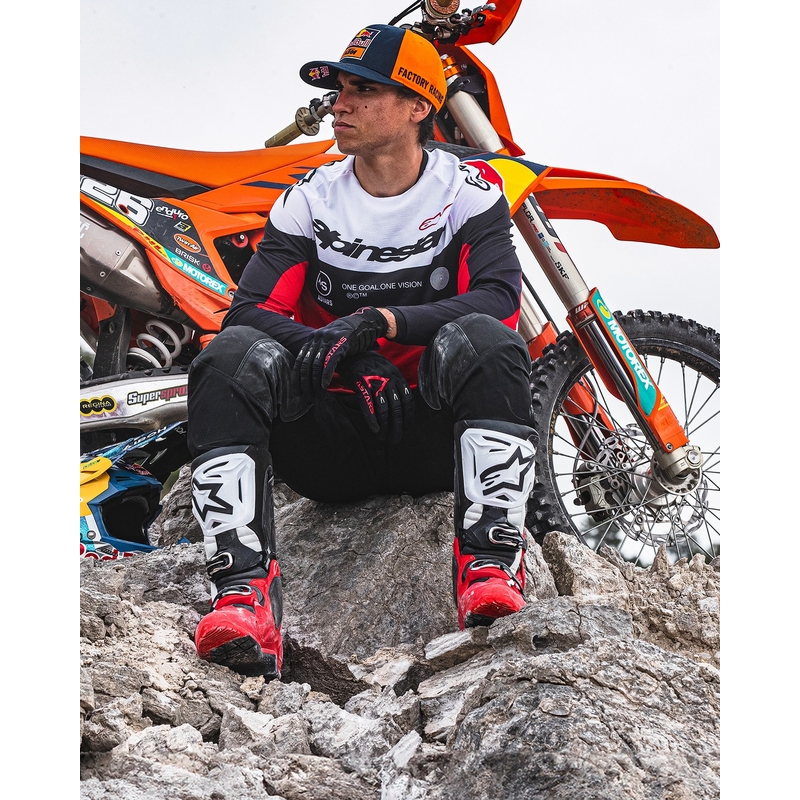 Alpinestars Tech 10 Enduro motorkerékpár csizma piros-fekete-fehér