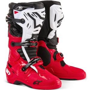 Alpinestars Tech 10 Enduro motorkerékpár csizma piros-fekete-fehér