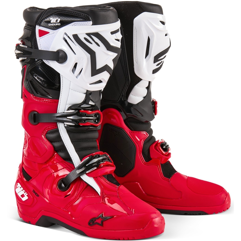 Alpinestars Tech 10 Enduro motorkerékpár csizma piros-fekete-fehér