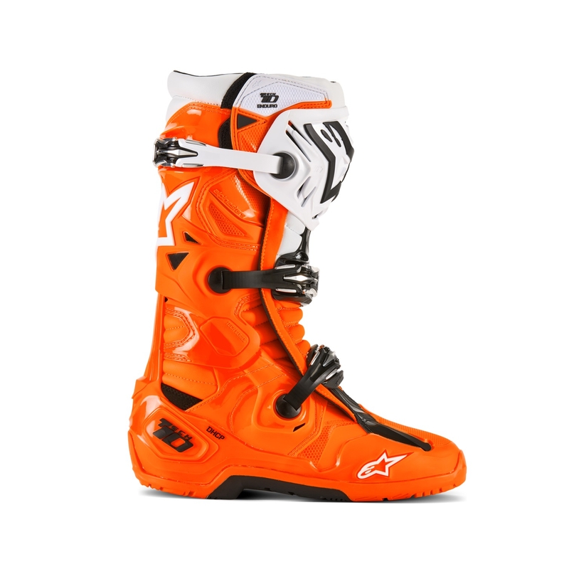 Alpinestars Tech 10 Enduro motorkerékpár csizma narancssárga-fekete-fehér