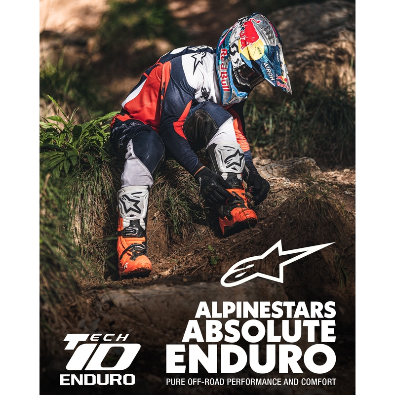Alpinestars Tech 10 Enduro motorkerékpár csizma narancssárga-fekete-fehér