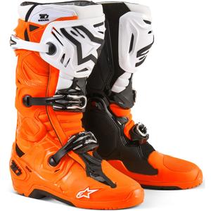 Alpinestars Tech 10 Enduro motorkerékpár csizma narancssárga-fekete-fehér