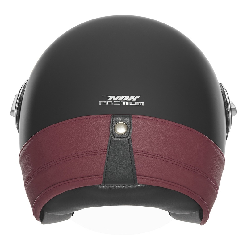 NOX PREMIUM Heritage nyitott motoros bukósisak matt fekete,piros bőrrel