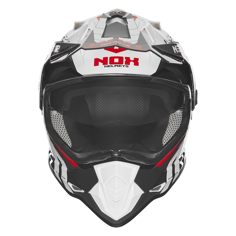 NOX N312 Vapor enduro motorkerékpár sisak fehér-fekete-piros
