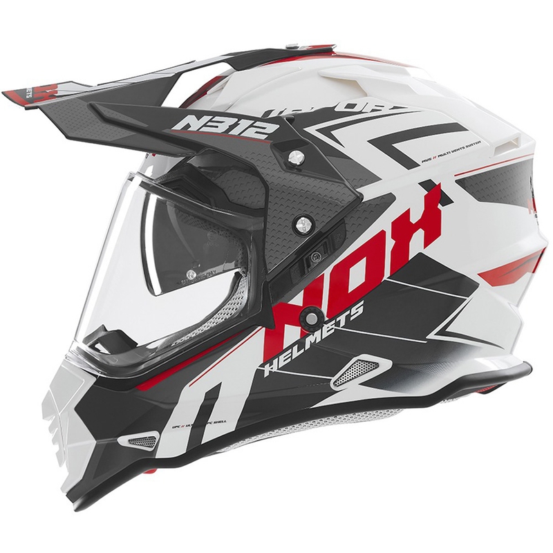 NOX N312 Vapor enduro motorkerékpár sisak fehér-fekete-piros