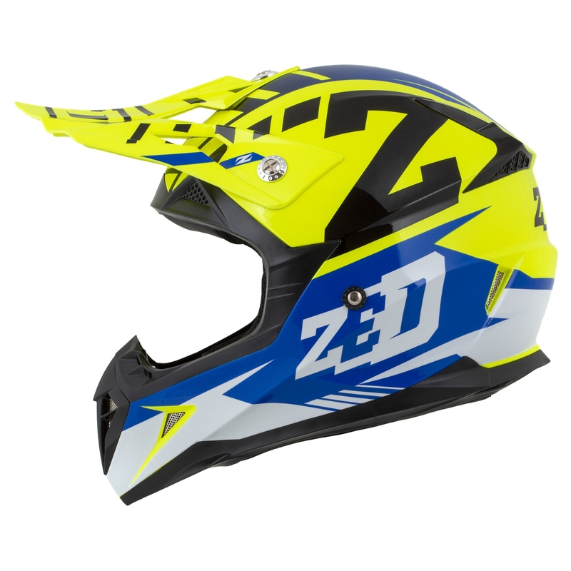 ZED X1.9 Targa motocross sisak fluo sárga-kék-fekete-fehér