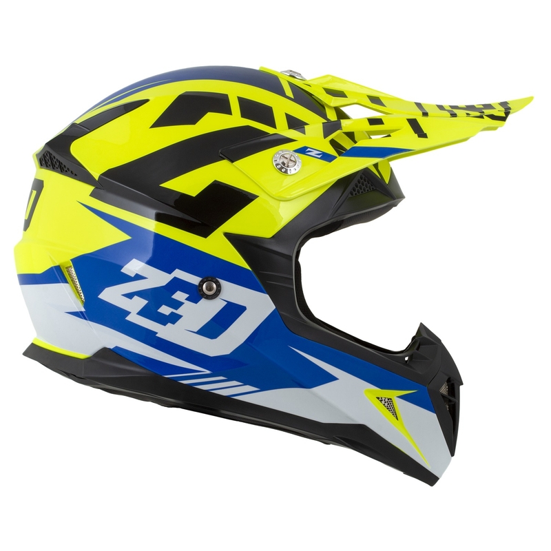 ZED X1.9 Targa motocross sisak fluo sárga-kék-fekete-fehér