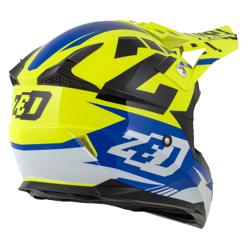 ZED X1.9 Targa motocross sisak fluo sárga-kék-fekete-fehér