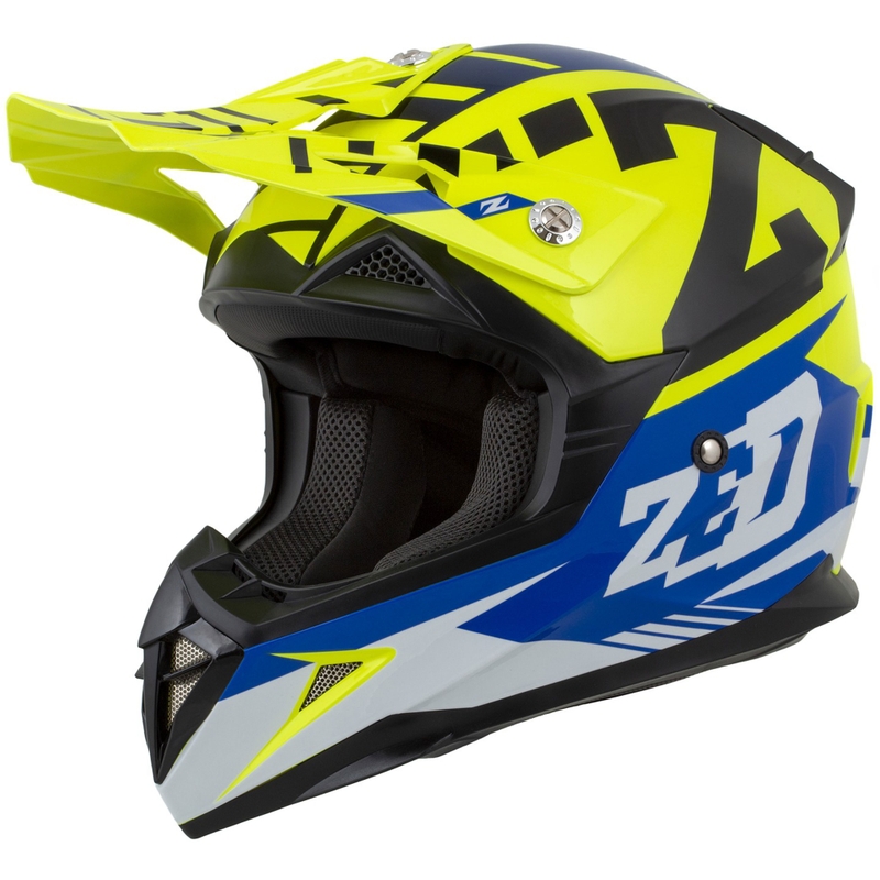 ZED X1.9 Targa motocross sisak fluo sárga-kék-fekete-fehér