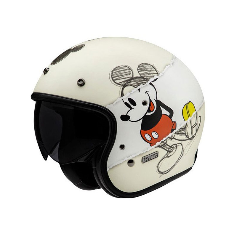 HJC V31 Disney Mickey Sketch MC1SF nyitott motoros bukósisak fehér-fekete