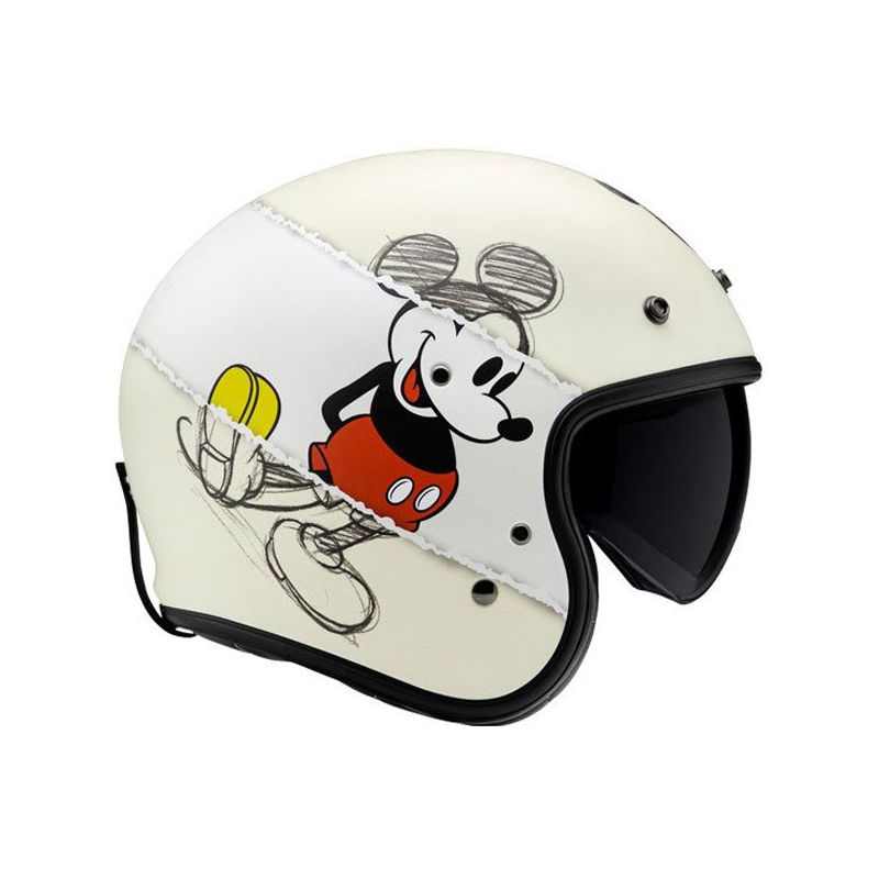 HJC V31 Disney Mickey Sketch MC1SF nyitott motoros bukósisak fehér-fekete