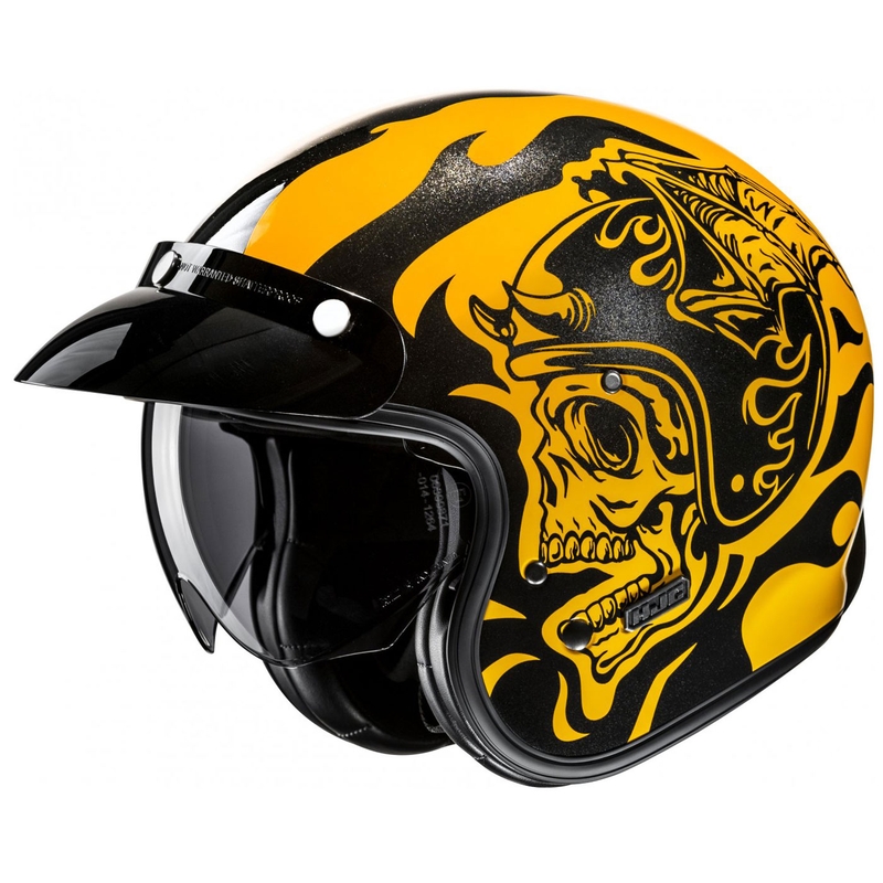 HJC V31 Flame MC3 nyitott motoros bukósisak sárga-fekete