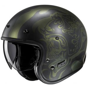 HJC V31 Flame MC4SF nyitott motoros bukósisak fekete-zöld