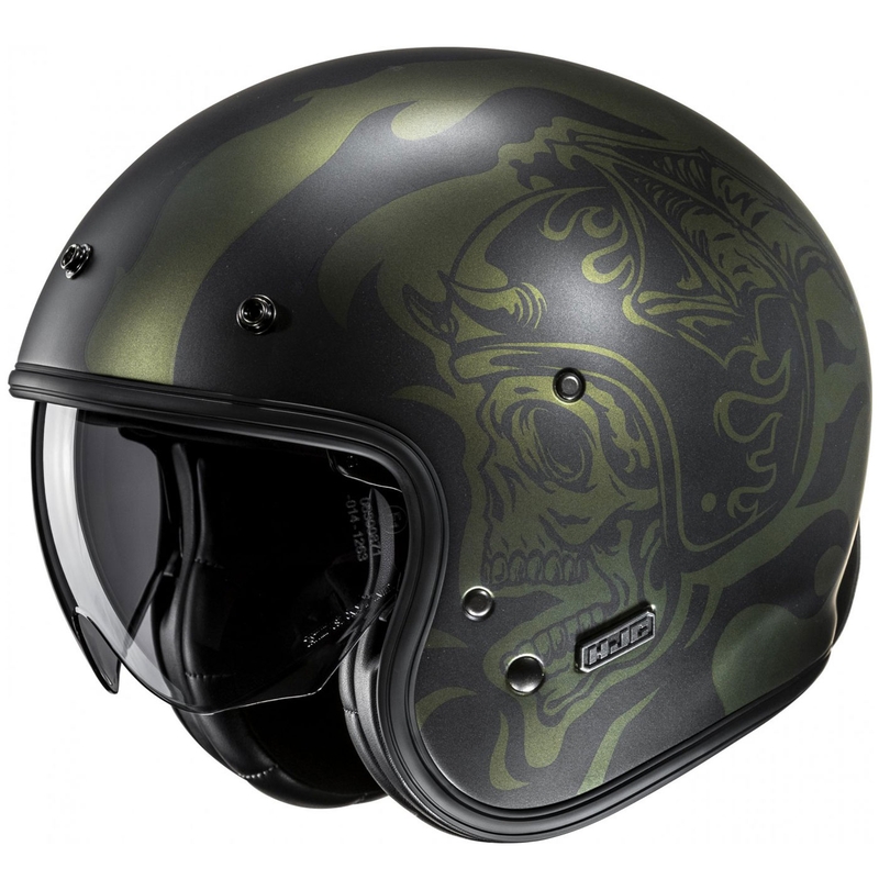 HJC V31 Flame MC4SF nyitott motoros bukósisak fekete-zöld
