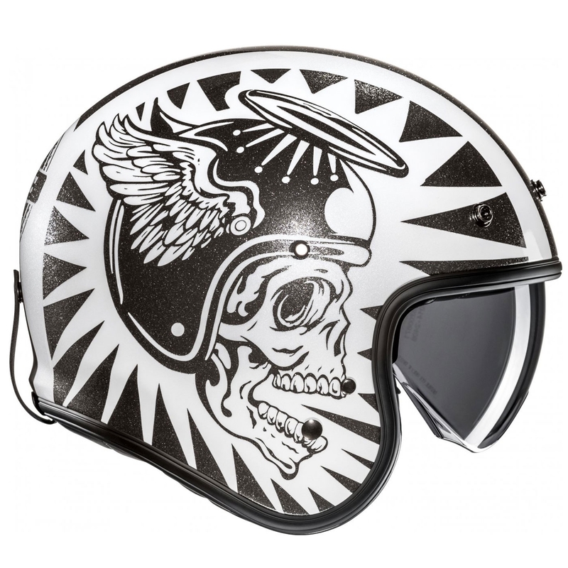 HJC V31 Flame MC5 nyitott motoros bukósisak fekete-fehér
