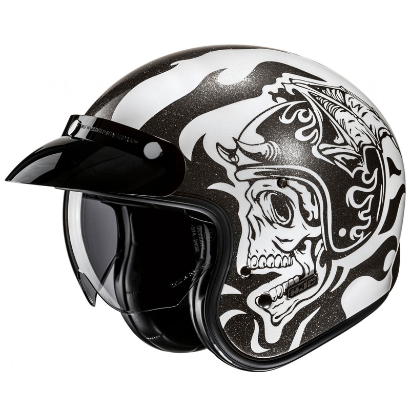 HJC V31 Flame MC5 nyitott motoros bukósisak fekete-fehér