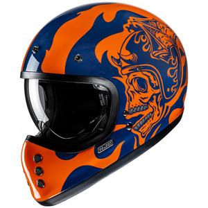 HJC V60 Flame MC27 zárt motoros bukósisak narancssárga-kék