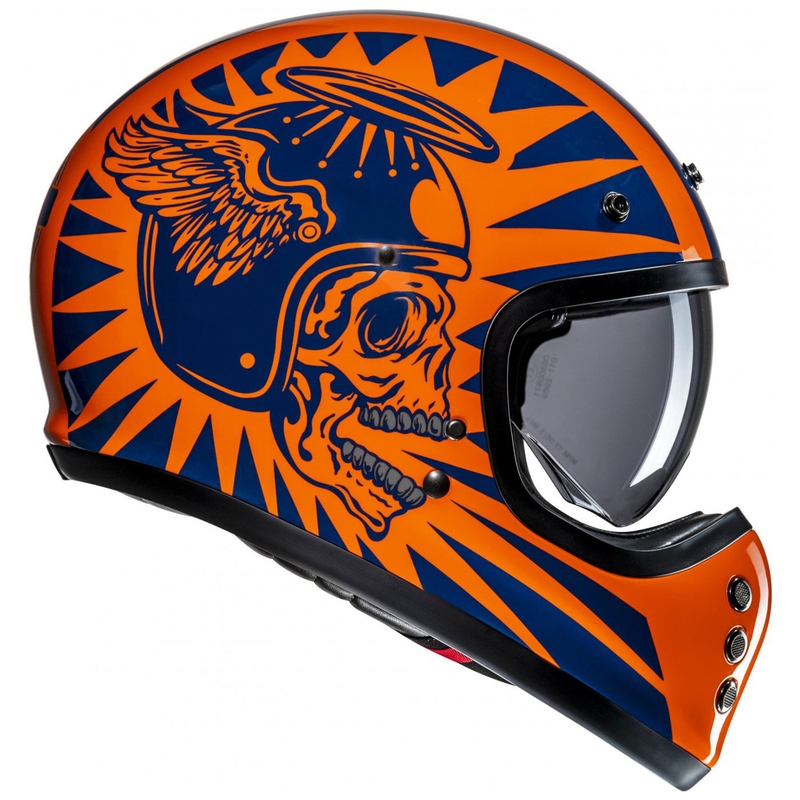 HJC V60 Flame MC27 zárt motoros bukósisak narancssárga-kék
