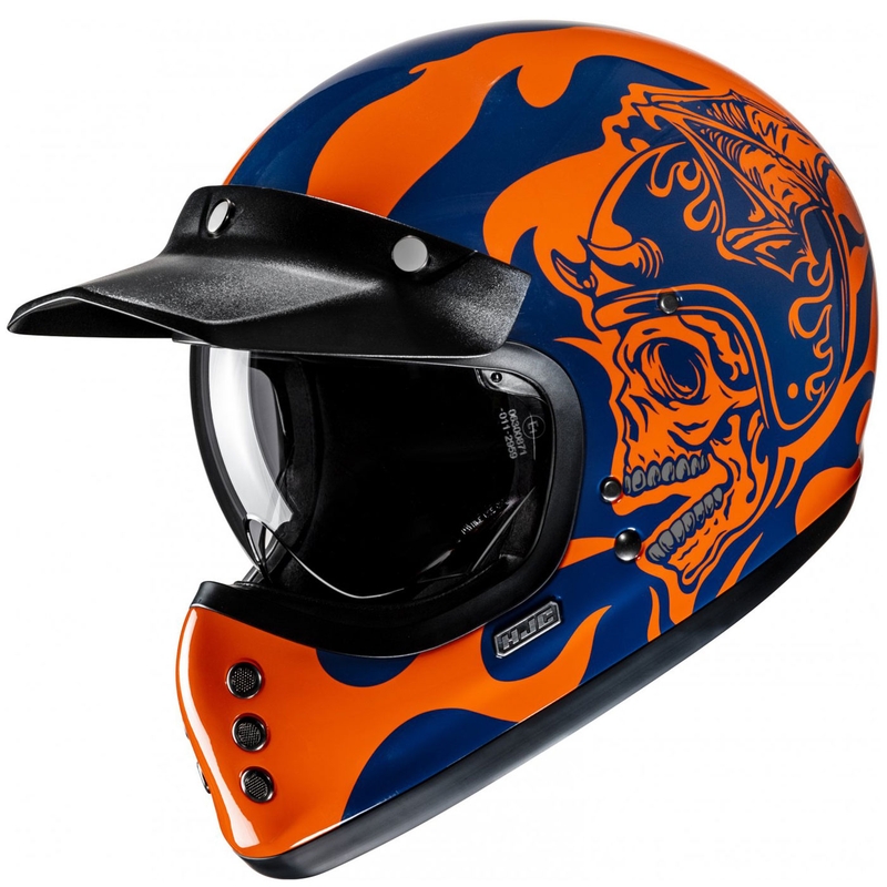 HJC V60 Flame MC27 zárt motoros bukósisak narancssárga-kék