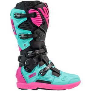 SiDi Crossfire 3 SRS motoros csizma fekete-mentazöld-rózsaszín