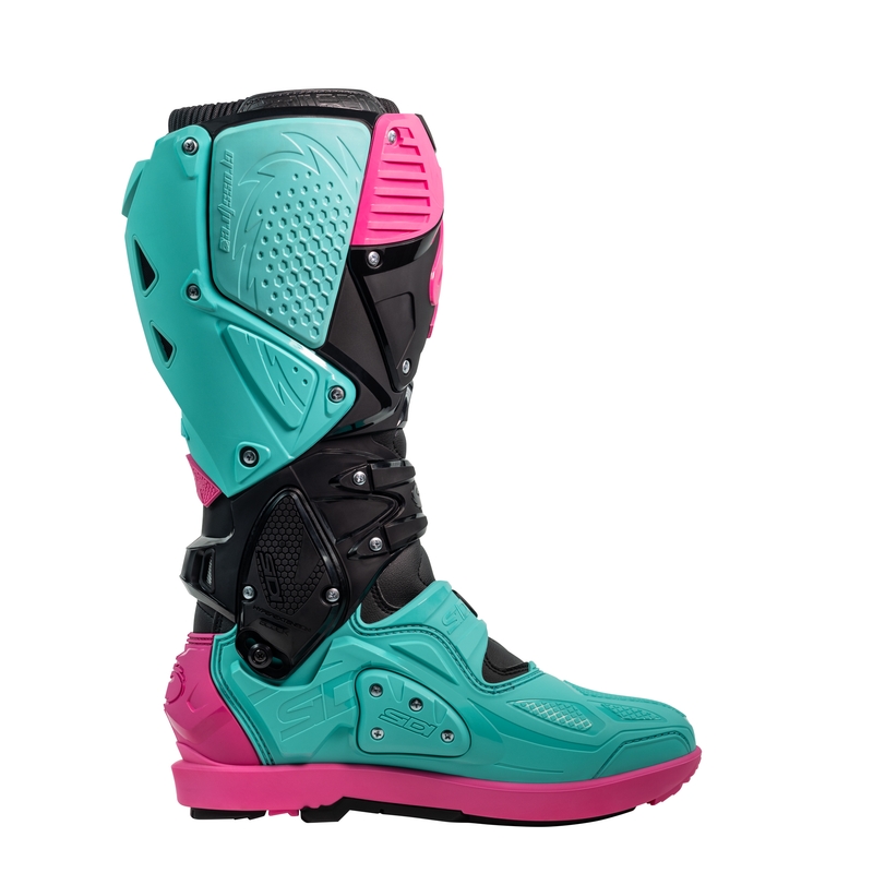 SiDi Crossfire 3 SRS motoros csizma fekete-mentazöld-rózsaszín