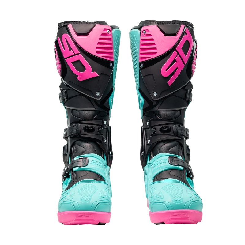 SiDi Crossfire 3 SRS motoros csizma fekete-mentazöld-rózsaszín