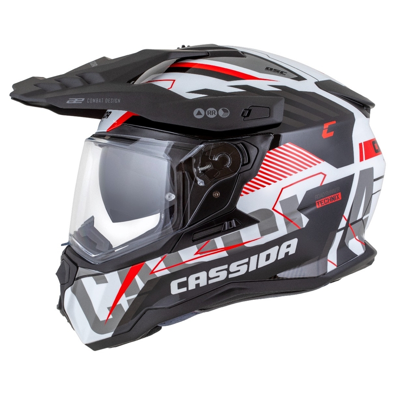 Cassida Road Runner TechniX enduro sisak fehér-fekete-piros-szürke