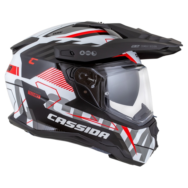 Cassida Road Runner TechniX enduro sisak fehér-fekete-piros-szürke