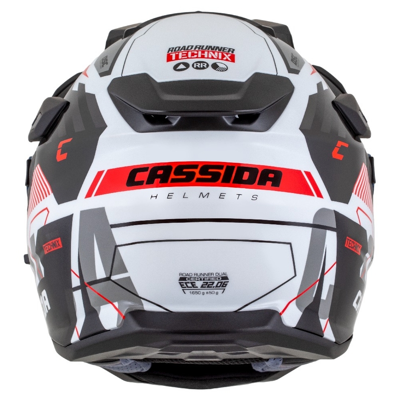Cassida Road Runner TechniX enduro sisak fehér-fekete-piros-szürke