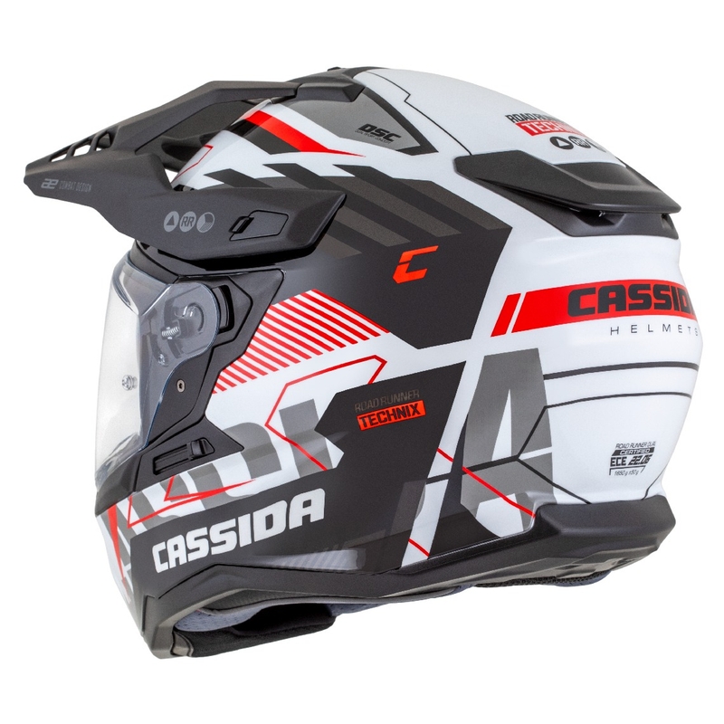 Cassida Road Runner TechniX enduro sisak fehér-fekete-piros-szürke