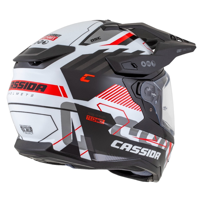 Cassida Road Runner TechniX enduro sisak fehér-fekete-piros-szürke